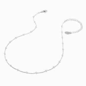 Silver-tone Pearl Chain Station Necklace ,