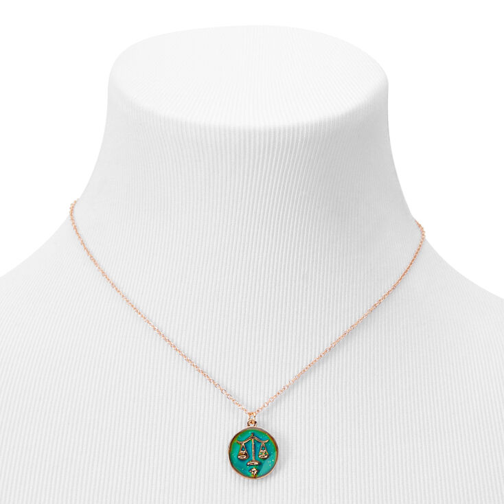 Gold Zodiac Mood Pendant Necklace - Libra,