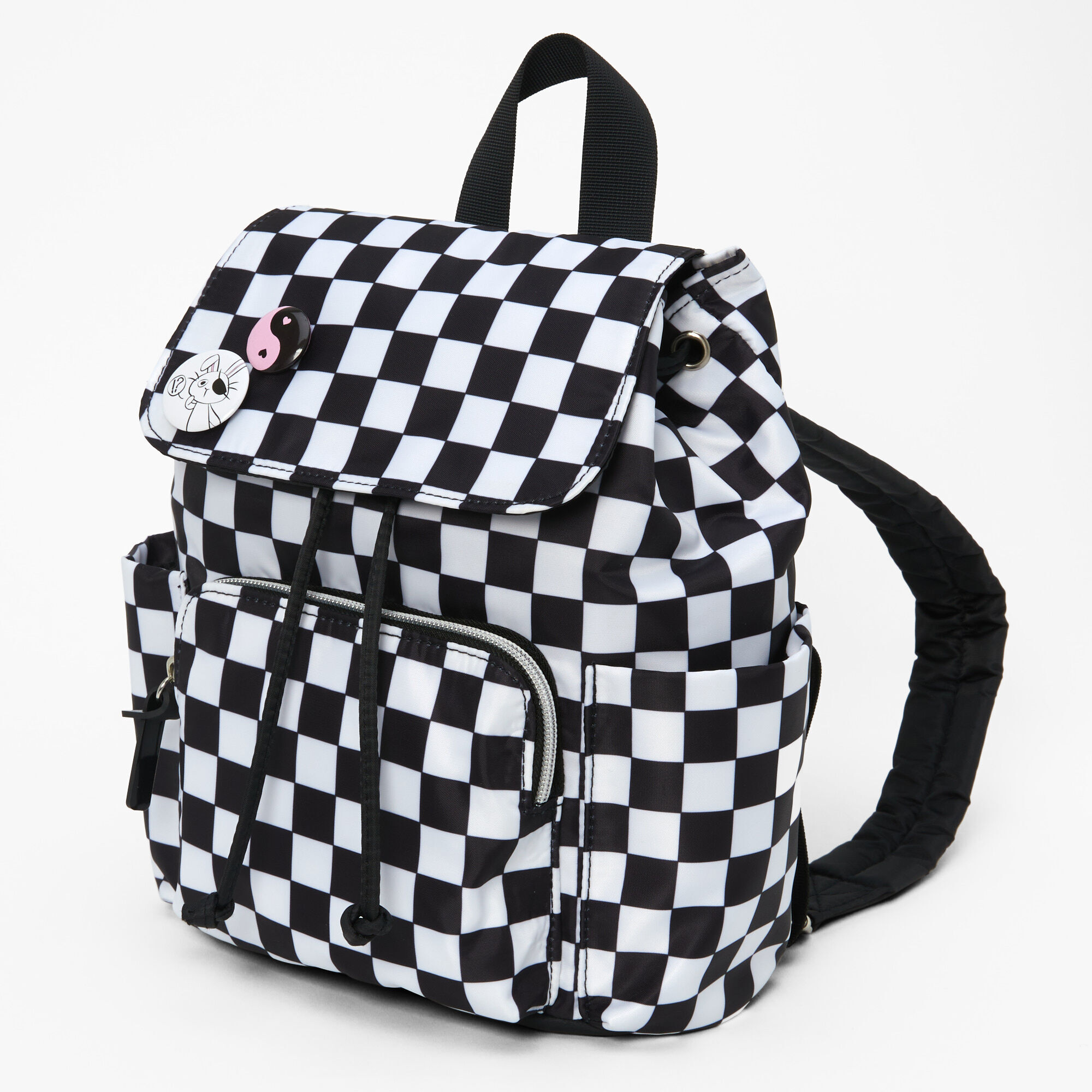 Black and white checkered backpack top