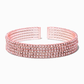 Pink Crystal Five-Row Cuff Bracelet,