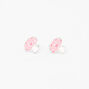 Sterling Silver Pink Mushroom Enameled Stud Earrings,