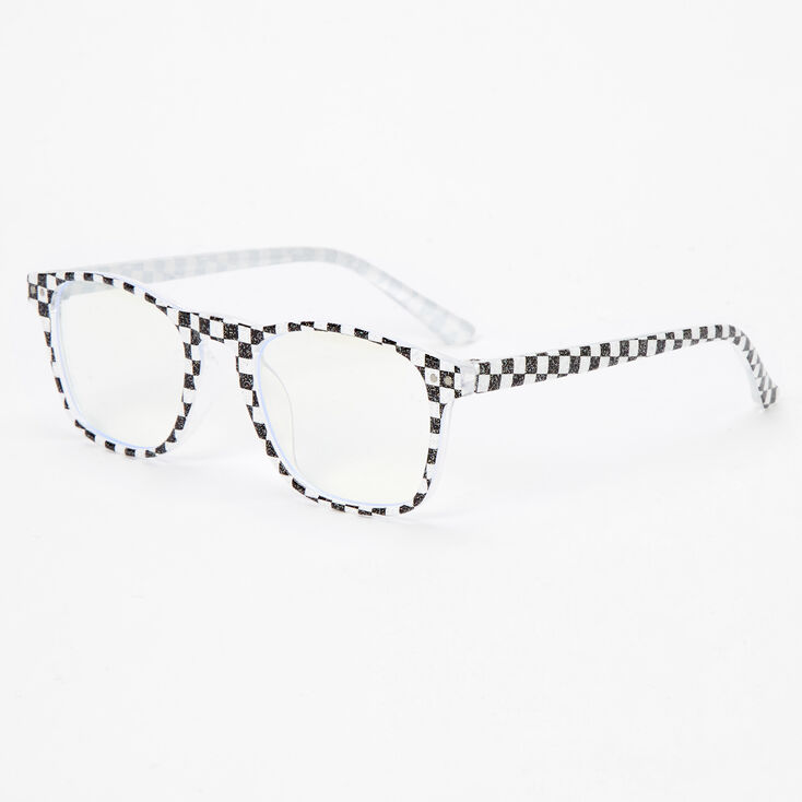 Claire&#39;s Club Solar Blue Light Reducing Retro Clear Lens Check Frames,