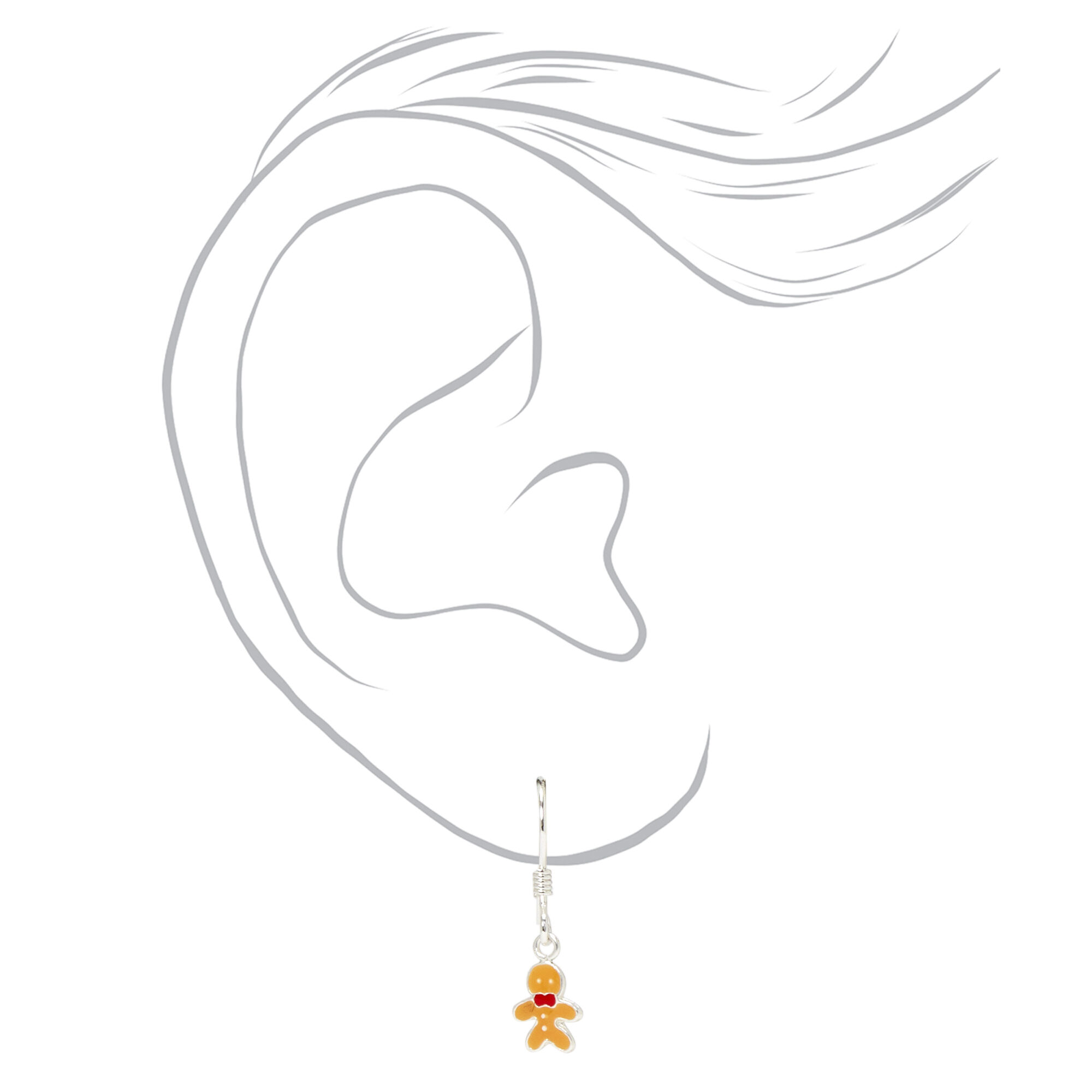 Gingerbread 1" Silver Drop Earrings,