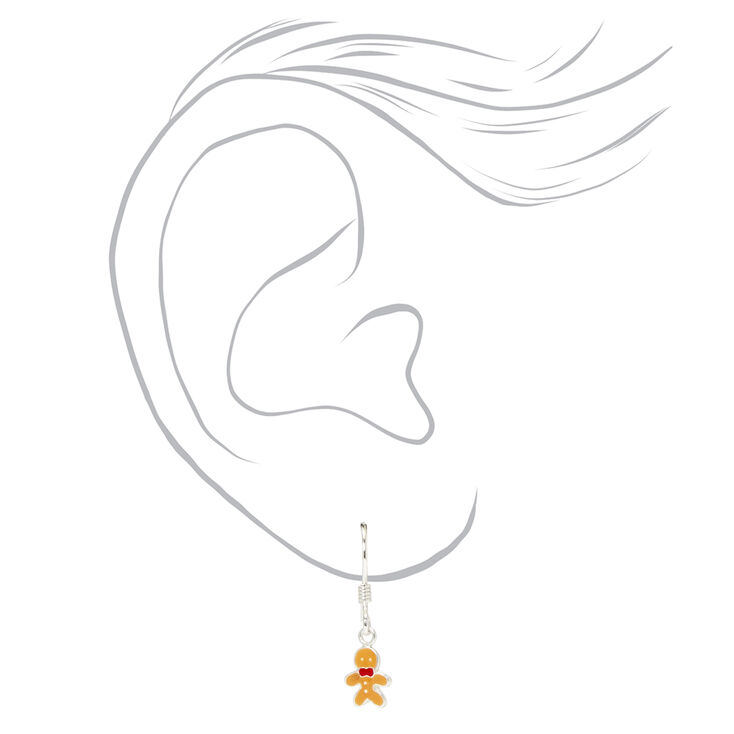 Gingerbread 1&quot; Silver Drop Earrings,