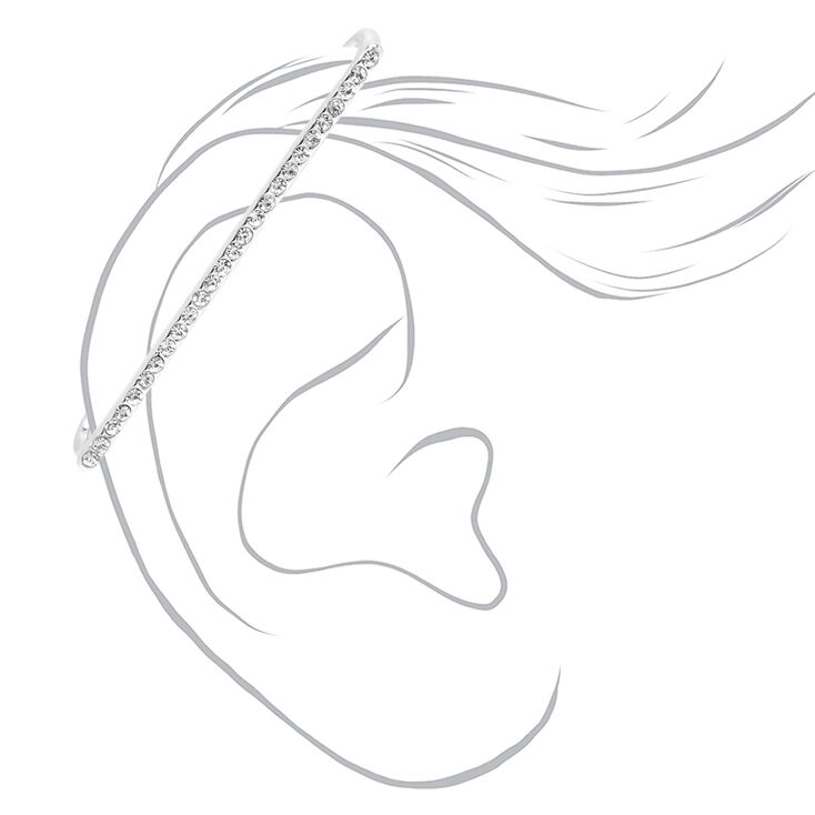 Silver Crystal Industrial Ear Cuff,