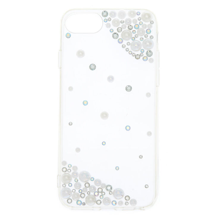Iridescent Stones + Faux Pearl Phone Case - Fits iPhone 6/7/8,