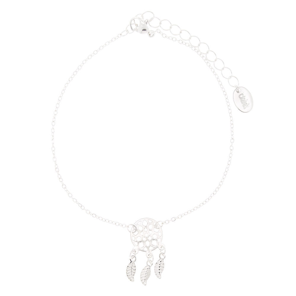 Bracelet de cheville attrape-rêves couleur argenté,
