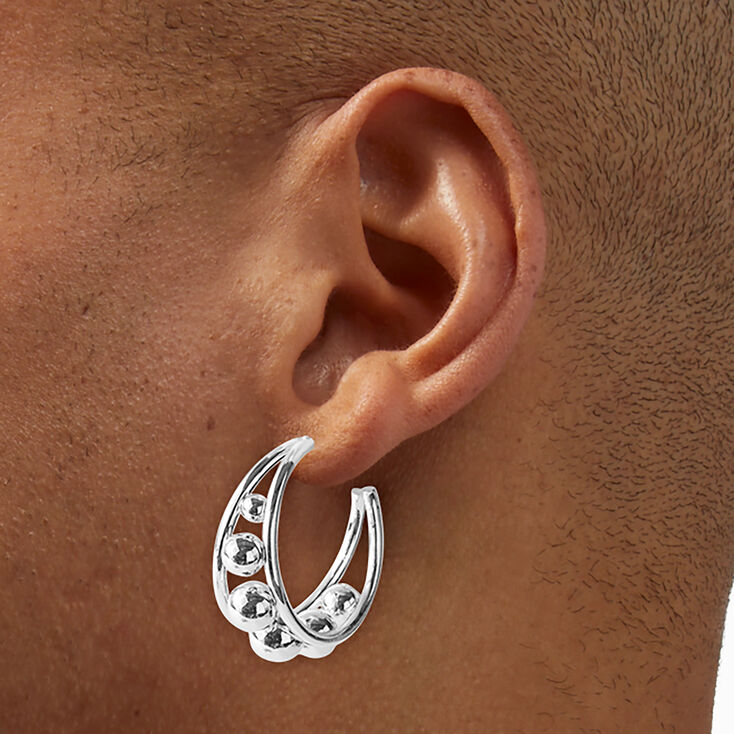 Silver-tone 30mm Ball Hoop Earrings,