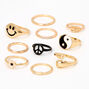 Gold &amp; Black Mix and Match Rings - 10 Pack,