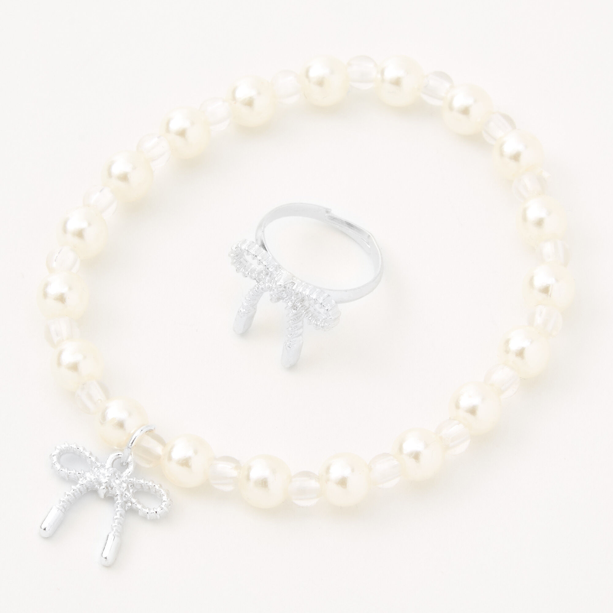 Claire's Club Special Occasion Bow Pearl Jewelry Set - 3 Pack,