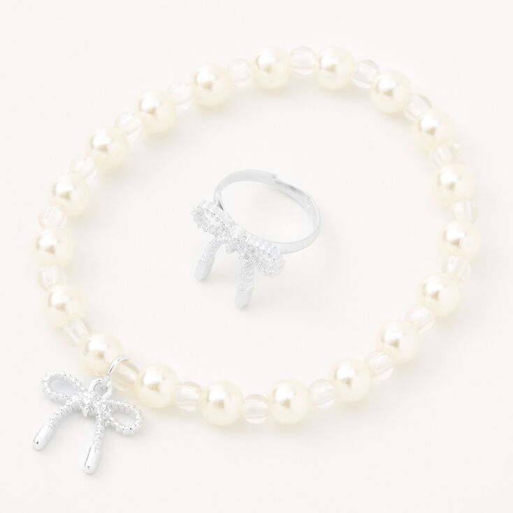 Claire&#39;s Club Special Occasion Bow Pearl Jewelry Set - 3 Pack,