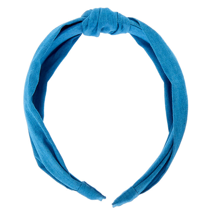 Denim Knotted Headband - Blue,