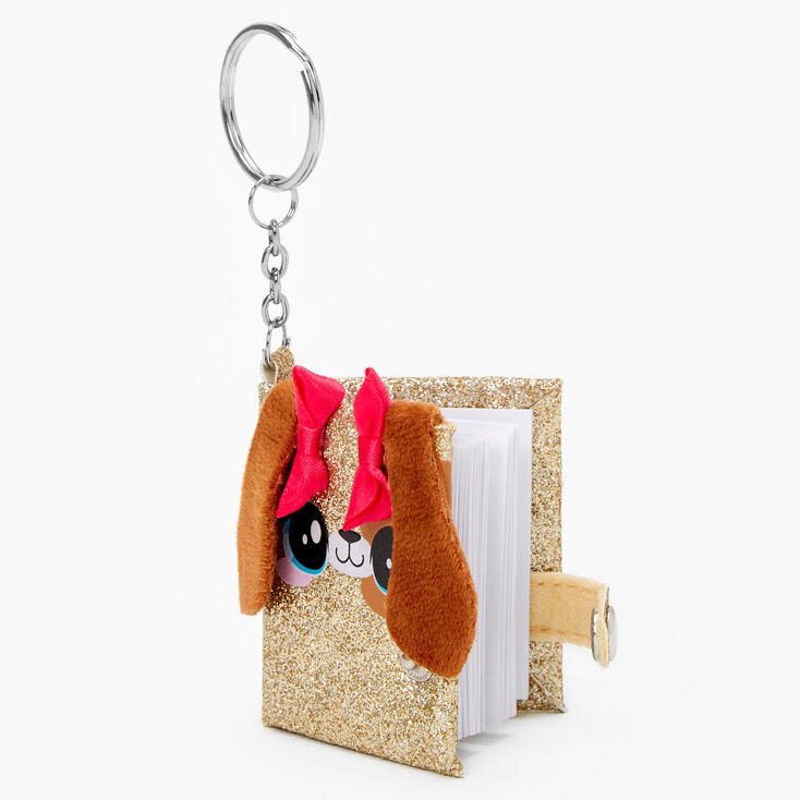 Glitter Puppy Mini Diary Keyring - Gold,