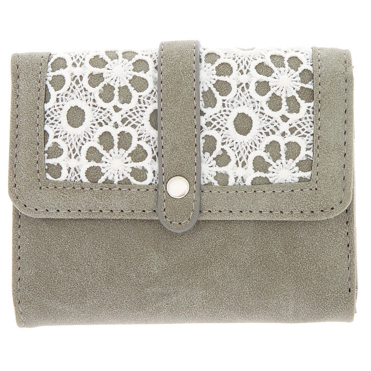 Trifold Crochet Wallet - Grey | Claire&#39;s US