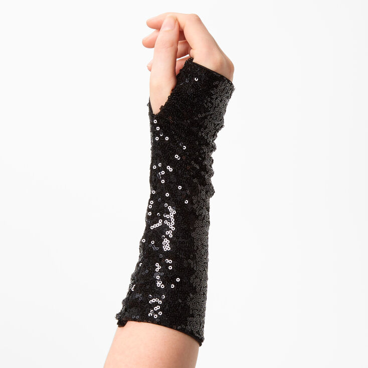 Mitaines &agrave; sequins - Noir,