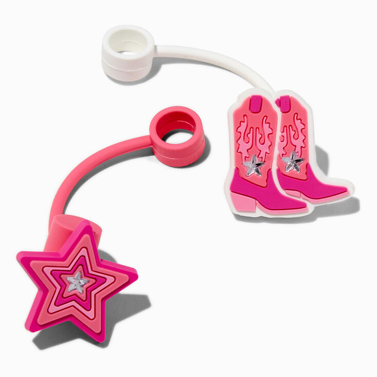 Disco Cowgirl Boot &amp; Star Straw Covers - 2 Pack,
