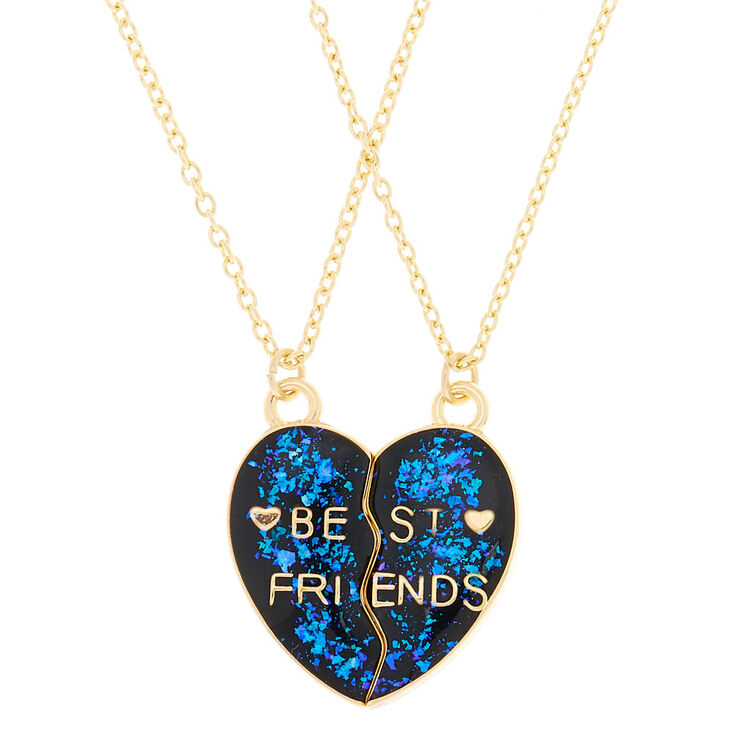 Colliers Best Friends pendentif &agrave; paillettes en forme de c&oelig;ur,