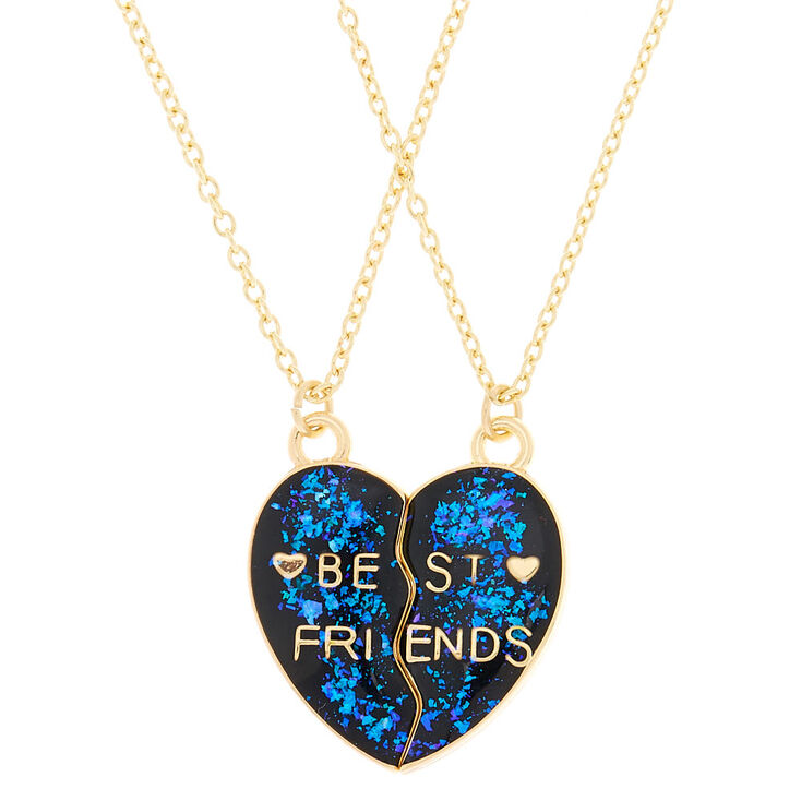 Best Friends Heart Pendant Necklaces - Purple, 2 Pack,