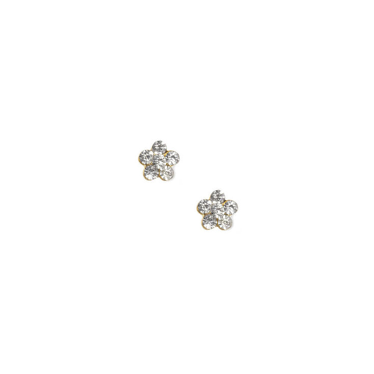 18kt Gold Plated 5MM Crystal Flower Stud Earrings,