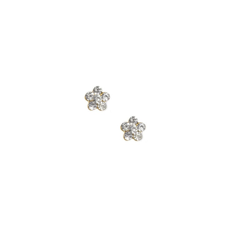 18kt Gold Plated 5MM Crystal Flower Stud Earrings | Claire's US