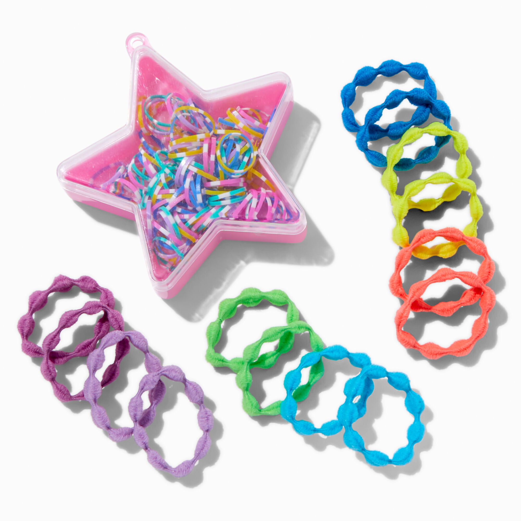 View Claires Club Star Hair Tie Box Rainbow information