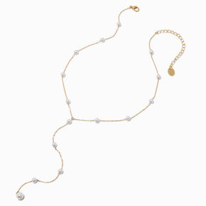 Gold-tone Pearl Confetti Y-Neck Chain Necklace,