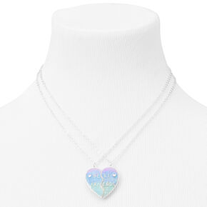 Best Friends Purple Glitter Ombre Split Heart Necklaces - 2 Pack,