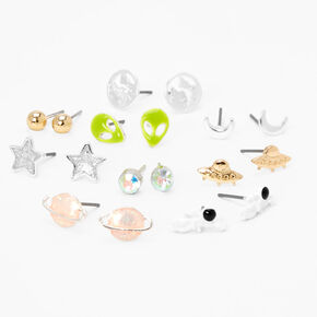 Outer Space Aliens Stud Earrings - 9 Pack,