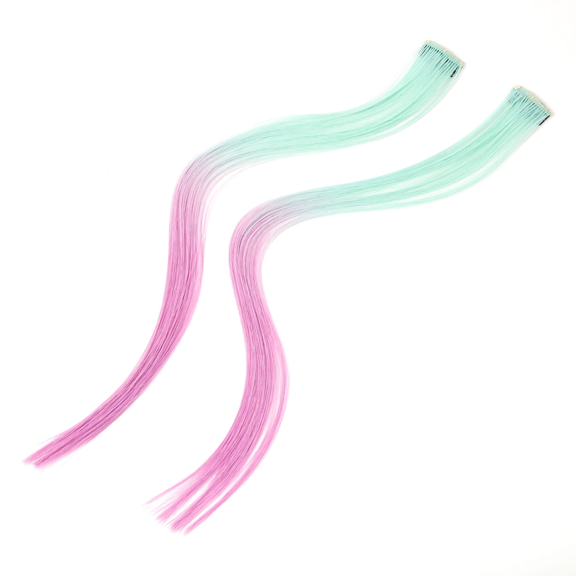 Sky Brown™ Mint & Lavender Ombre Faux Hair Clip In Extensions - 2 Pack,