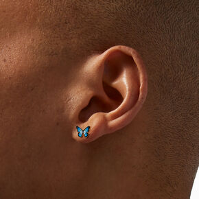 18kt Gold Plated Blue Monarch Butterfly Stud Earrings,