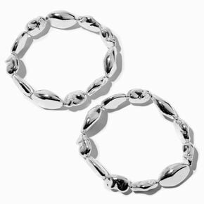 Silver-tone Pebble Stretch Bracelets - 2 Pack ,