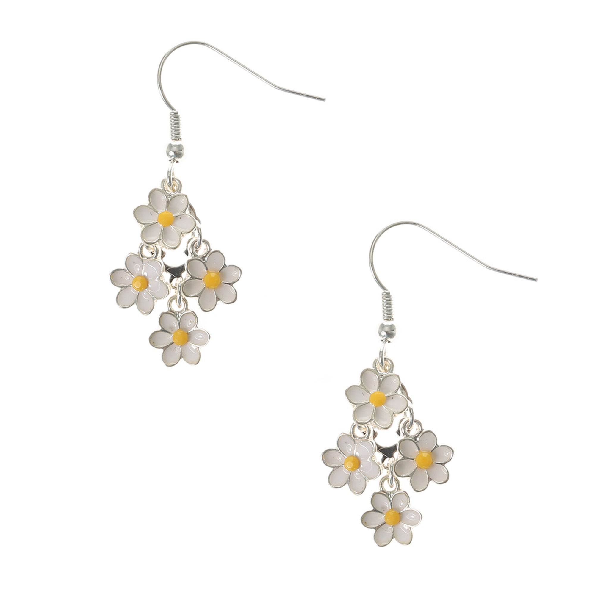 View Claires Daisy Chandelier Drop Earrings Silver information