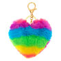 Rainbow Heart Pom Keyring,