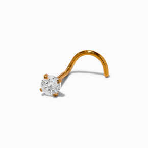 20G Gold-tone Stainless Steel Cubic Zirconia Threadless Nose Stud,