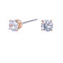 Rose Gold Cubic Zirconia Round Stud Earrings - 4MM,