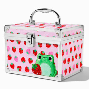 Coffre &agrave; cadenas en peluche grenouille fraise,