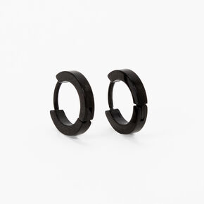 C LUXE by Claire&#39;s Black Titanium 7mm Mini Hoop Earrings,