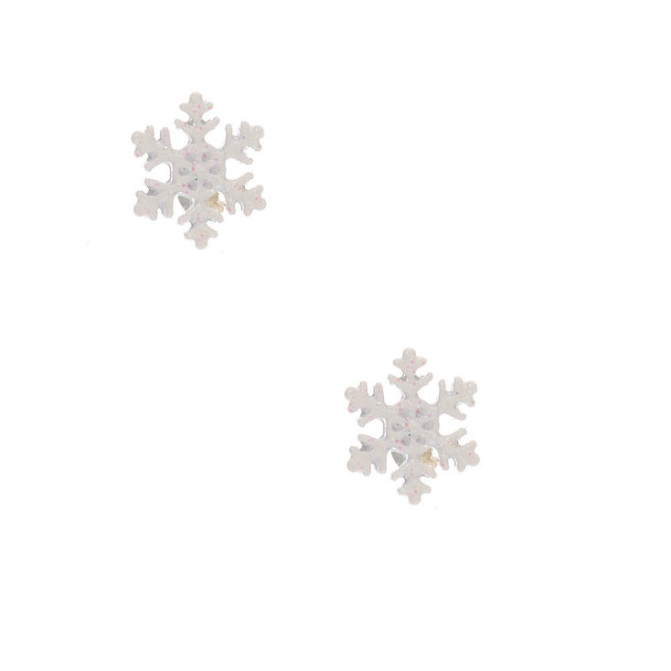 Claire's Clous d'oreille flocons de neige blancs à paillettes