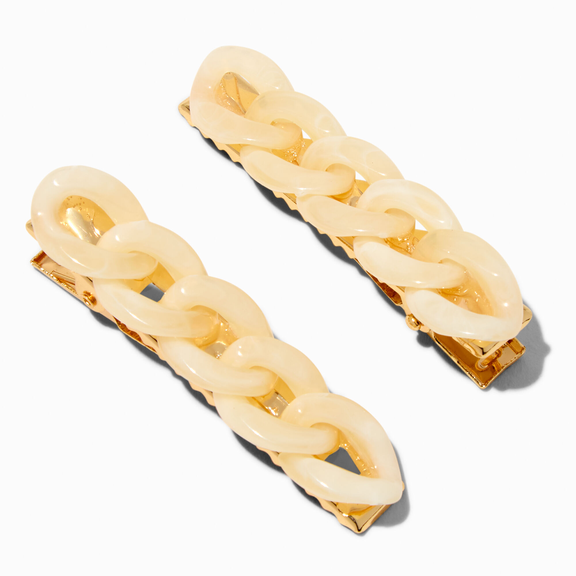 Ivory Chain Hair Barrette Clips - 2 Pack,
