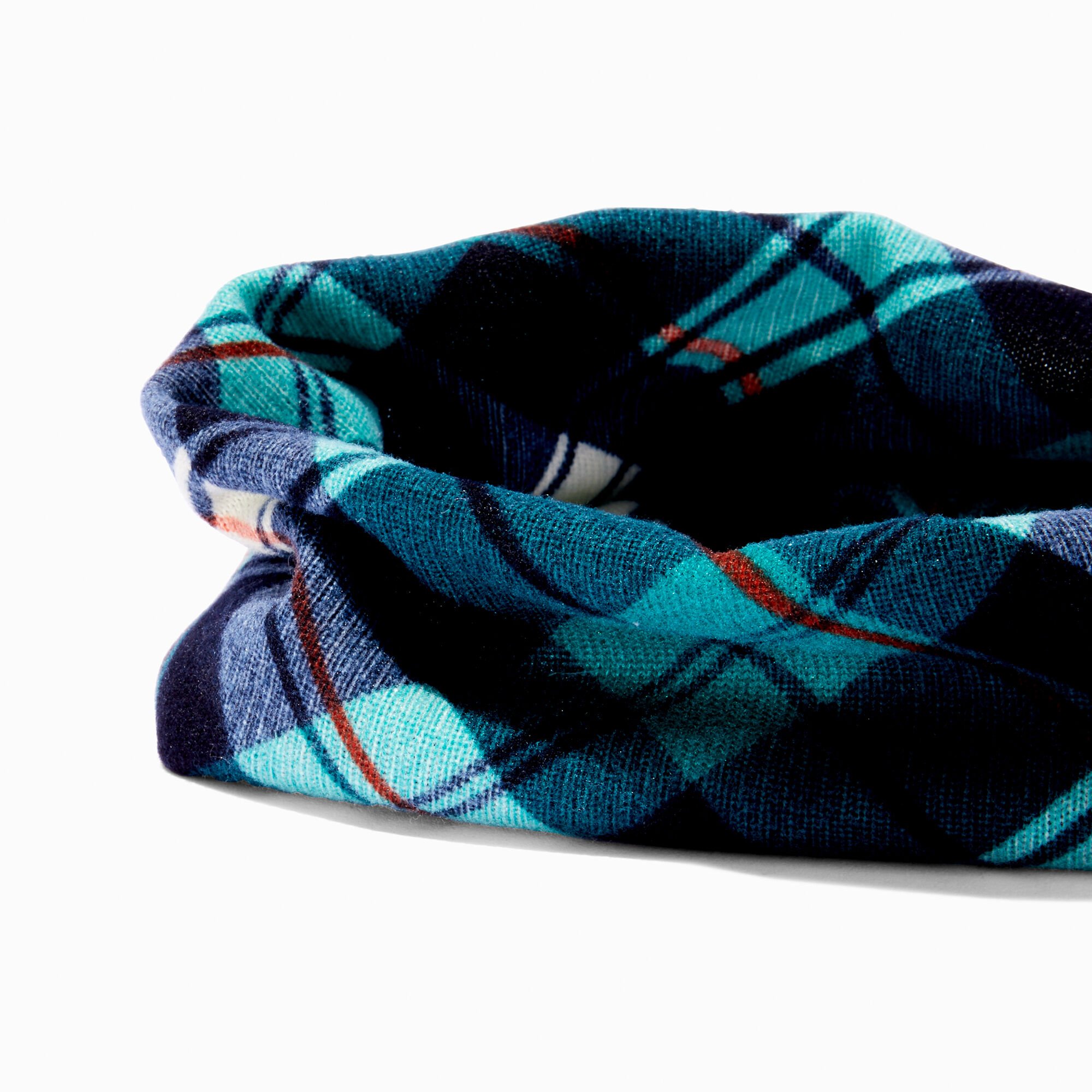 Blue Plaid Headwrap ,