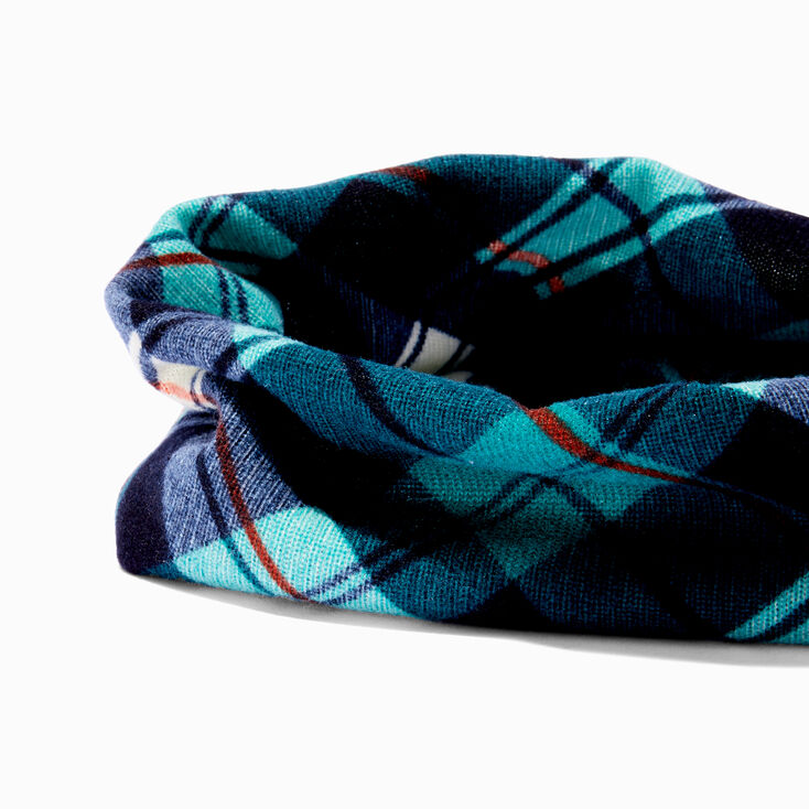 Blue Plaid Headwrap ,