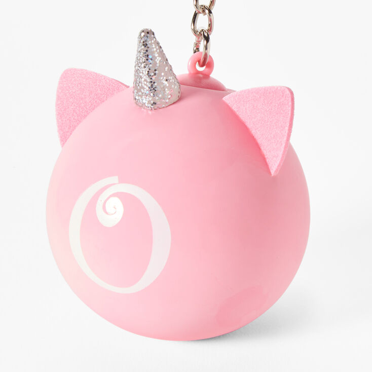 Initial Unicorn Stress Ball Keychain - Pink, O,