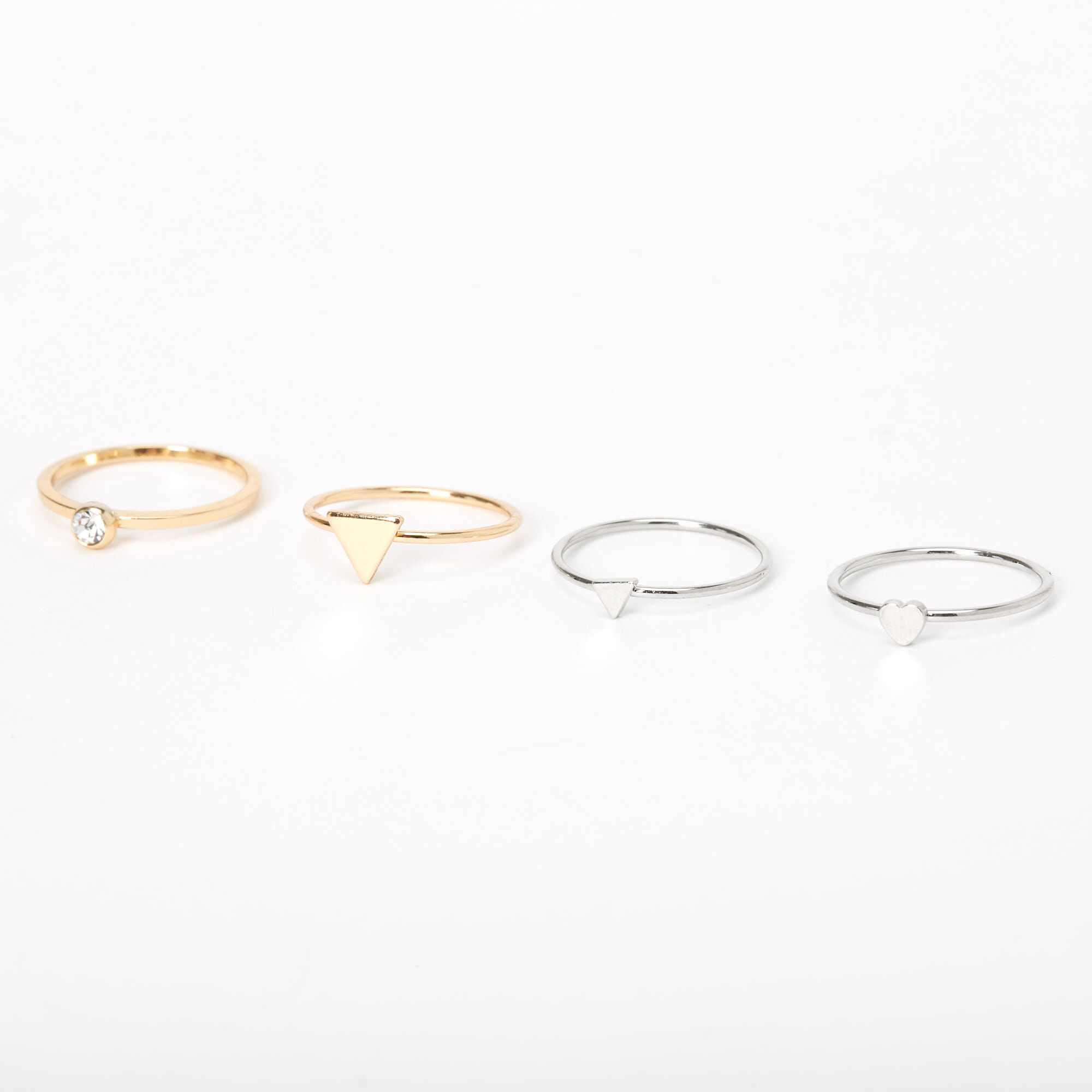 Mixed Metal Simple Geometric Rings 4 Pack Claire s