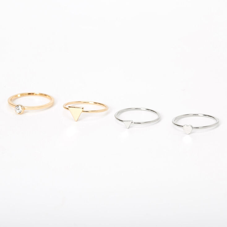 Mixed Metal Simple Geometric Rings - 4 Pack,