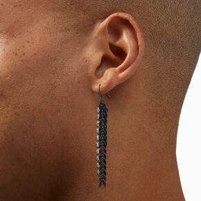 Black Chevron Chain 3&quot; Drop Earrings ,
