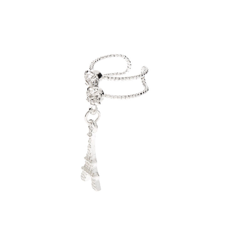 Claire's Manchette d'oreille double rangée tour Eiffel couleur argentée