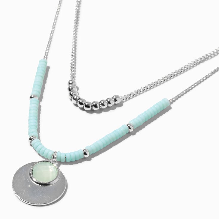 Mini Mint Bead Silver-tone Coin Multi Strand Chain Necklace,