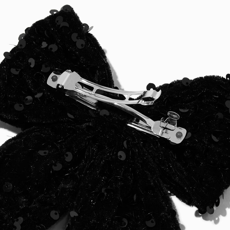 Black Sequin Hair Bow Clip,