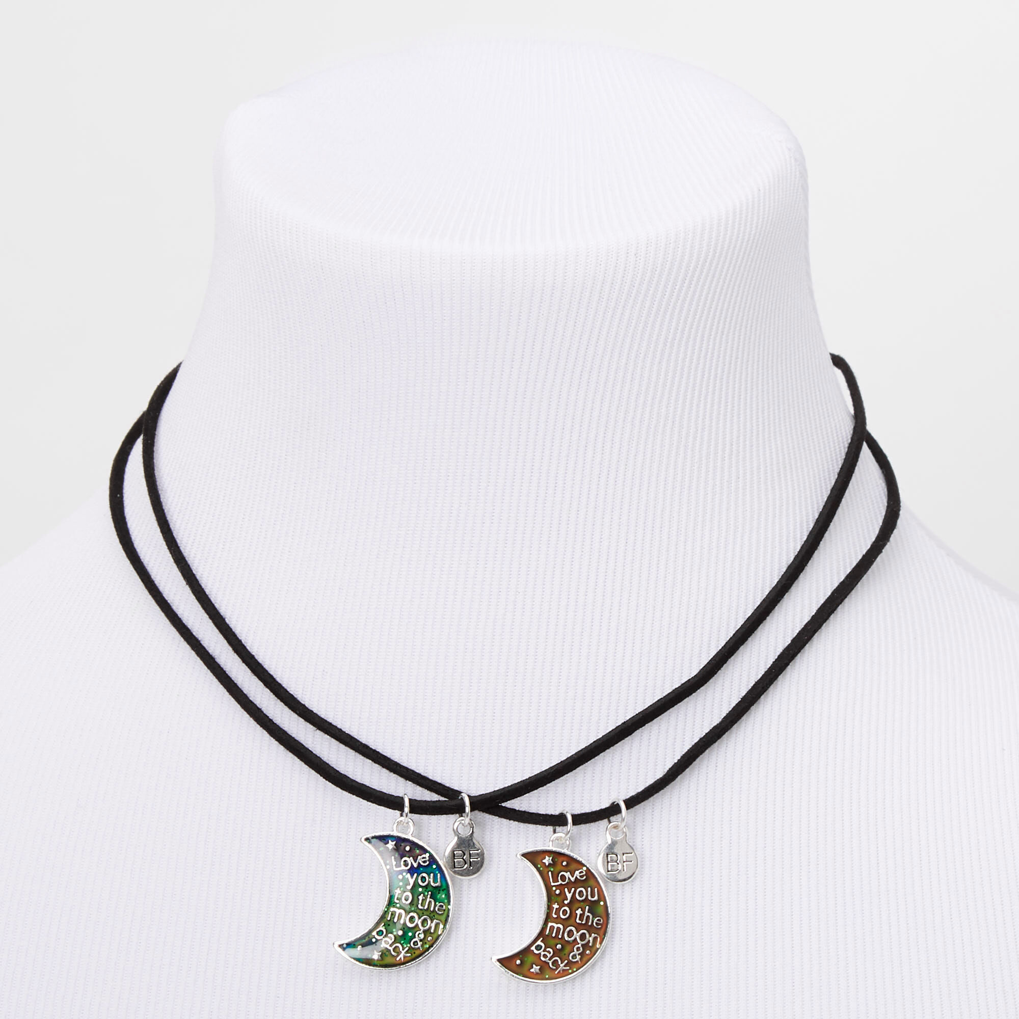 Colliers best friends avec pendentif lune d'humeur monté sur un cordon - Lot de 2,