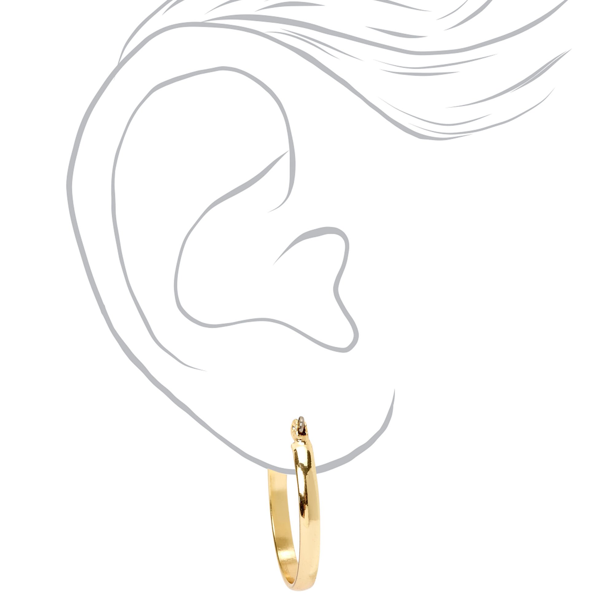 Gold-tone 25MM Thick Hoop Earrings,